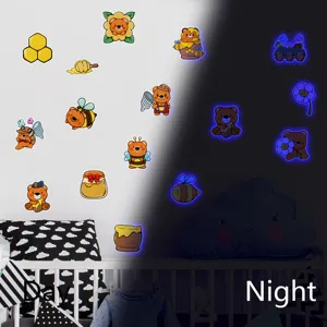 Magnifiques stickers muraux animaux kawaii mignons phosphorescents pour chambre d'enfant