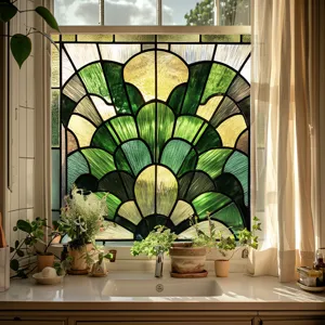 Decorative stained glass window film, static cling glass sticker for home window decoration.
