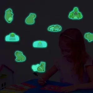 Leuchtende Kapibara Wandaufkleber niedliche Cartoon Tier Leuchtaufkleber für Kinderzimmer