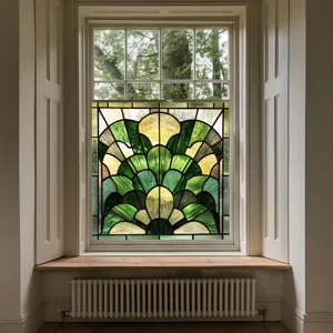 Stained glass window film, decorative static PVC glass sticker for home window decor detail view.