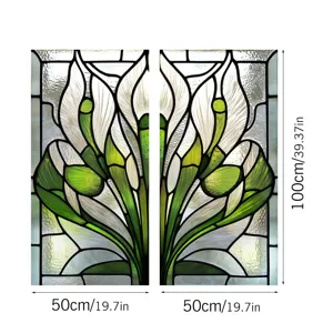 Stained glass window film decorative static cling floral window sticker for home decor