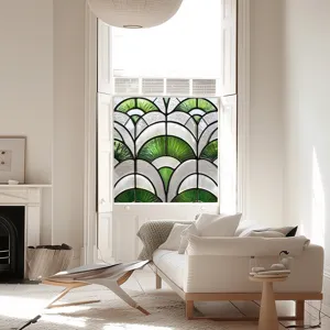 Decorative stained glass window film, static cling PVC privacy film for home decor.