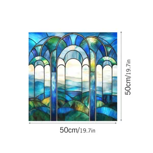 Stained glass window film static cling decorative privacy film 50x50cm church arch design