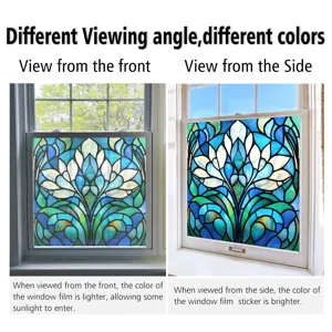 Static cling window film stained glass decorative sticker for home window privacy and color view.