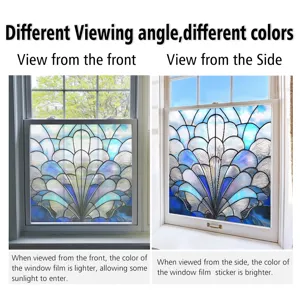 Color PVC static window film with seashell stained glass design for home decoration.