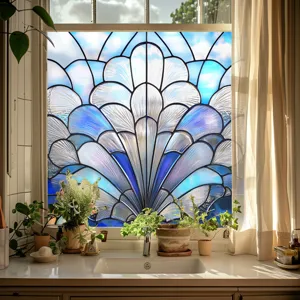 Decorative stained glass window film, static cling PVC privacy film for home decor.