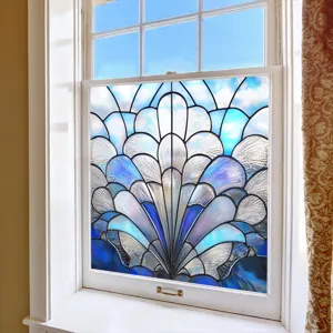 Window film detail view, colorful decorative glass sticker, PVC static cling home design.