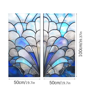 Stained glass window film, decorative privacy static cling window sticker, 50x100cm home.