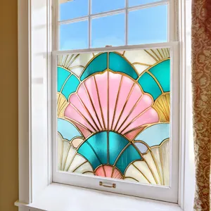 Decorative stained glass window film static cling PVC home window sticker art decor.