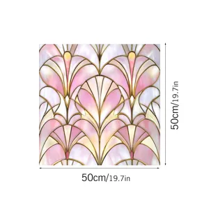 Pink gold art deco glass window film static cling decorative sticker 50x50cm film detail