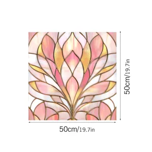 Decorative pink stained glass window film static PVC glass sticker 50x50cm home decor.