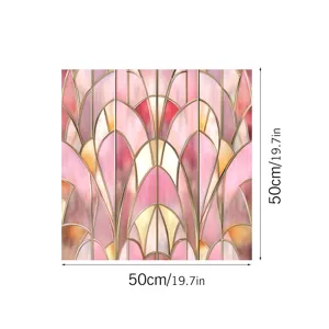 Pink art deco stained glass window film 50x50cm decorative static PVC glass sticker home