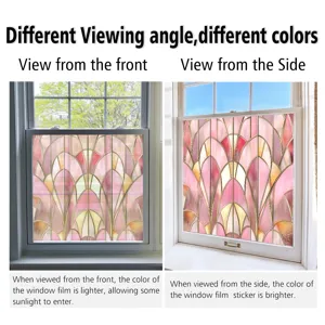 Colorful PVC static window film, decorative stained glass sticker for home, glue-free.