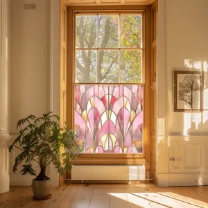 Colorful PVC static window film for home decor, glue-free stained glass privacy sticker.