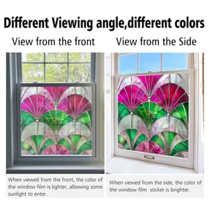 Decorative stained glass window film, static cling PVC privacy film for home decor.