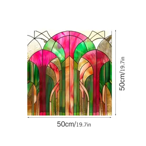 Colorful PVC electrostatic glass window film, art deco stained glass sticker 50x50cm decor