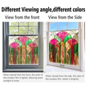 Color PVC static glass window film, decorative stained glass sticker for home decor, glue-free