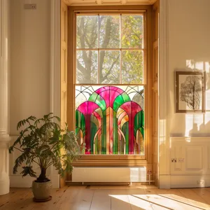 Colorful PVC static glass window film, decorative stained glass sticker for home decor.