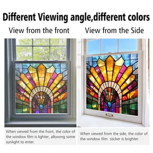 Colorful PVC static window film, decorative art deco stained glass sticker for home glass door.