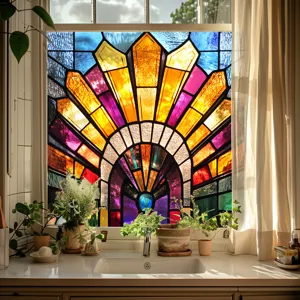 Stained glass window film decorative PVC static cling home window sticker non-adhesive art