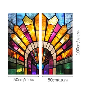 Stained glass window film decorative colorful PVC window sticker geometric privacy home decor