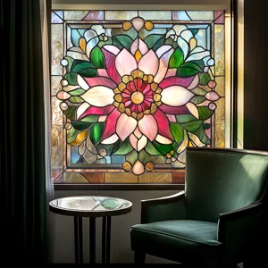 Decorative stained glass window film flower static cling PVC privacy glass sticker home decor