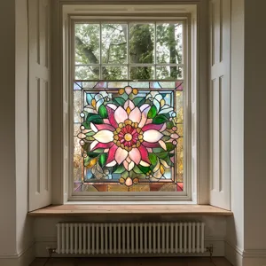Stained glass window film decorative floral static cling privacy glass sticker home decor