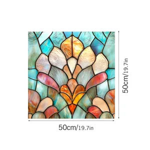 Stained glass window film 50x50cm decorative static cling PVC glass sticker for home.