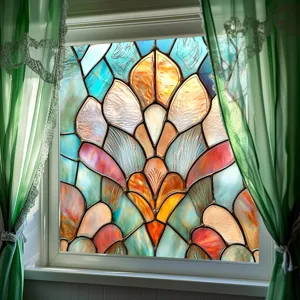 Stained glass window film decorative PVC static cling film for home window decoration design.