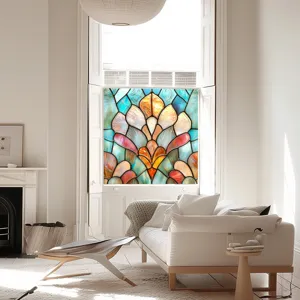 Colorful stained glass static window film PVC decorative home privacy glass sticker