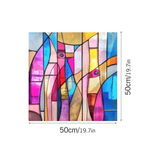 Stained Glass Window Film Colorful PVC Static Cling Decorative Privacy Home Decor 50x50cm