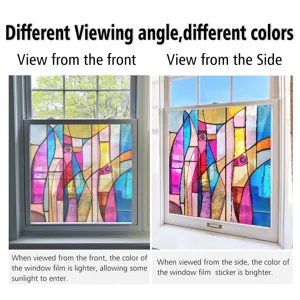 Static PVC Stained Glass Window Film Decorative Home Window Decal Glue Free Design