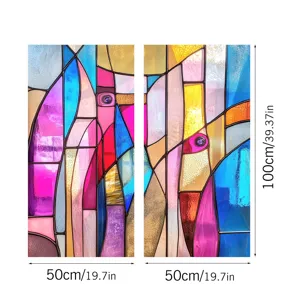Stained glass window film static PVC decorative window sticker privacy film colorful design