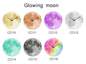 Acrylic Glowing Moon Wall Clock Silent Sweep Movement Decorative Hanging Clock For Living Room Bedroom Home Decor