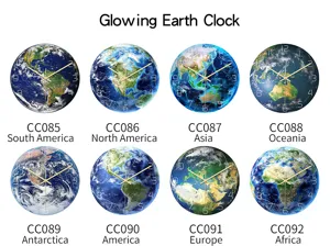 Glowing earth wall clock acrylic luminous round decorative clock for modern home living room decor
