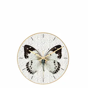 Kreative Schmetterling Wanduhr Acryl Marmor Textur modernes leises Wohnzimmer Dekor