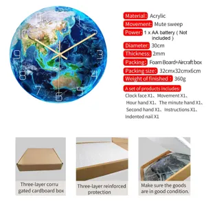 Orologio da parete terra luminoso acrilico 30cm movimento silenzioso decorazione casa