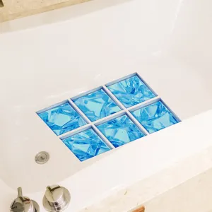 Blue ice cracked anti slip bathtub stickers frosted safety treads for bathroom shower tub 6pcs