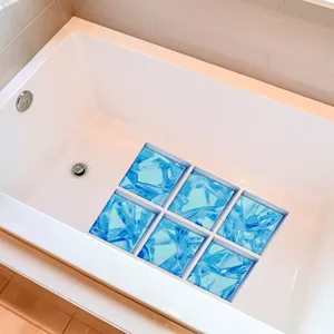 Anti slip bathtub stickers blue crystal waterproof shower floor mats 6pcs set home bath safety