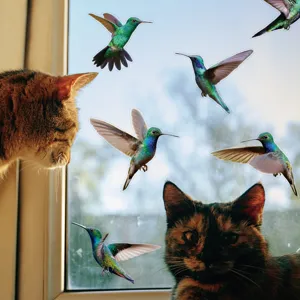 Adesivi per finestre colibrì colorati decalcomanie in vetro statico anticollisione.