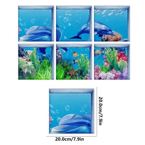3D ocean dolphin anti-slip bathtub stickers waterproof bathroom non-slip floor decals decor