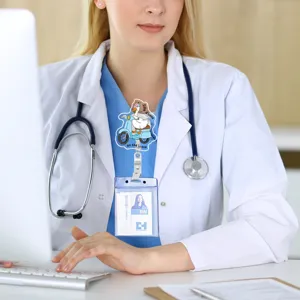 Cartoon silly goose badge reel retractable nurse ID card holder for medical staff work office