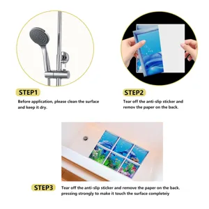 Anti-slip bathtub sticker installation detail showing step-by-step application guide.