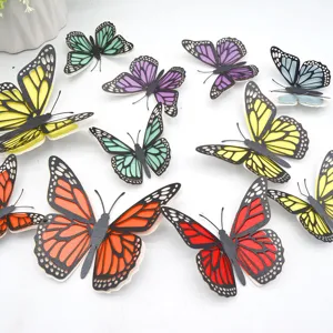 3D Opengewerkt Parelmoer Papier Vlinder Muurstickers DIY Verwijderbare Kunststickers Voor Bruiloft Huis Woonkamer Slaapkamer Decor