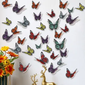 3D holle vlinder muursticker parelmoer papier decoratie voor thuis huwelijk 12st