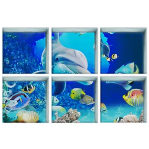 3d underwater ocean window wall stickers anti slip bathtub decals tropical fish decor