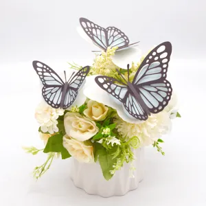 3D gelaagde holle parelmoer papier vlinders voor bloem decoratie en muurstickers