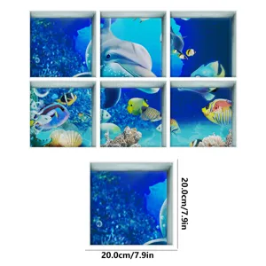 Waterproof non-slip bathtub stickers, ocean marine life adhesive decals for bathroom floor.