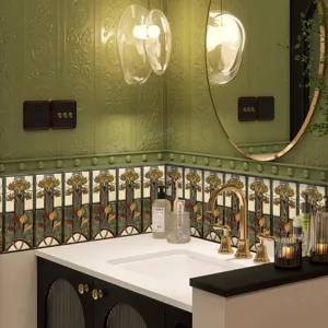 Retro Art Nouveau floreale adesivo sticker per piastrelle parete bagno dettaglio