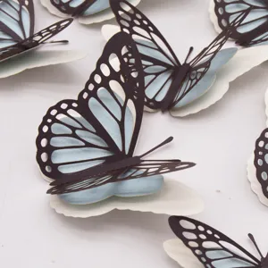 3D gelaagde holle vlinder muurstickers van parelmoer papier voor thuisdecoratie DIY